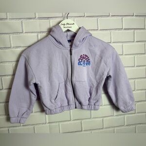 Old Navy Cropped Hoodie Lavender "Positive Vibe" - girls Size XS/5